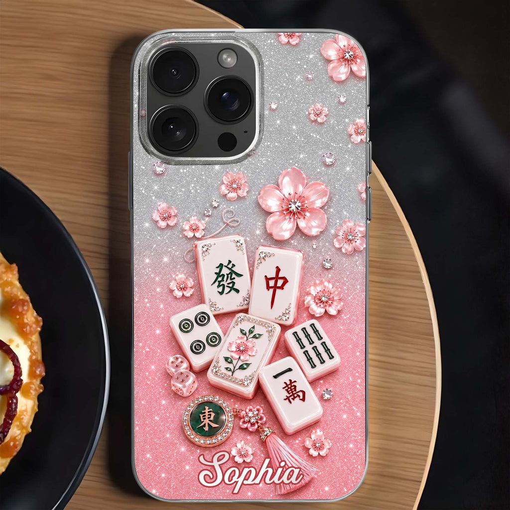 Personalized Clear Phone Case Cherry Blossoms Design Custom Name Gift for Her Clear Phone Case GradoCreations