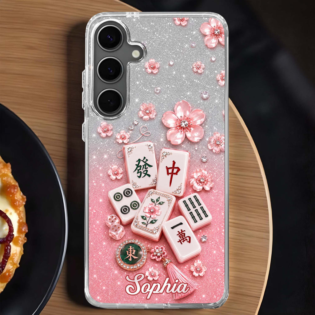 Personalized Clear Phone Case Cherry Blossoms Design Custom Name Gift for Her Clear Phone Case GradoCreations