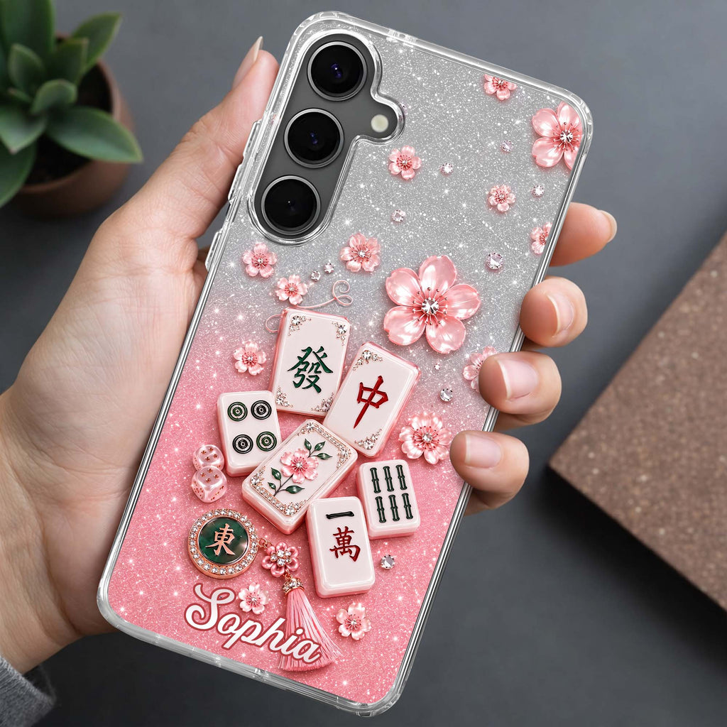 Personalized Clear Phone Case Cherry Blossoms Design Custom Name Gift for Her Clear Phone Case GradoCreations