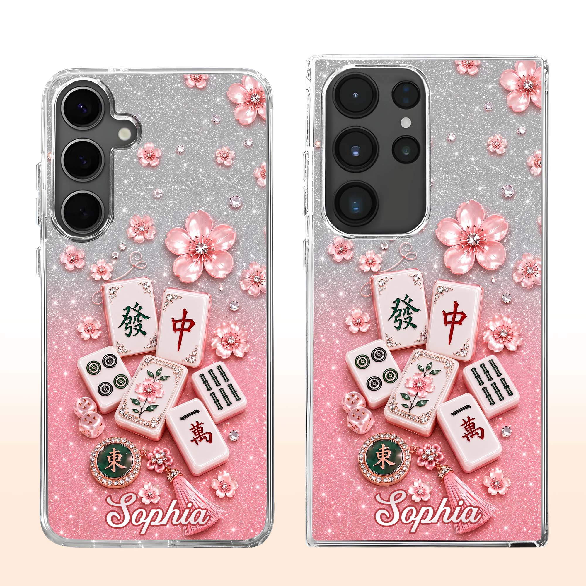 Personalized Clear Phone Case Cherry Blossoms Design Custom Name Gift for Her Clear Phone Case GradoCreations