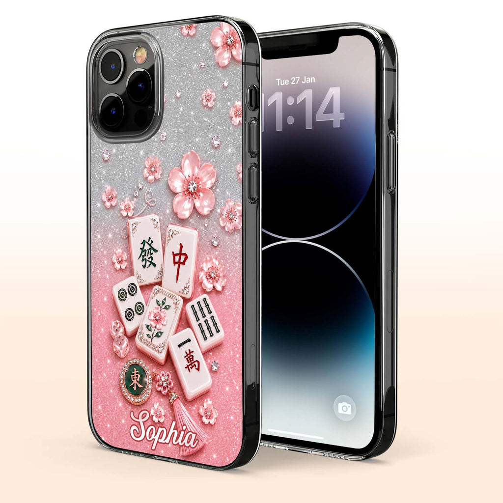 Personalized Clear Phone Case Cherry Blossoms Design Custom Name Gift for Her Clear Phone Case GradoCreations
