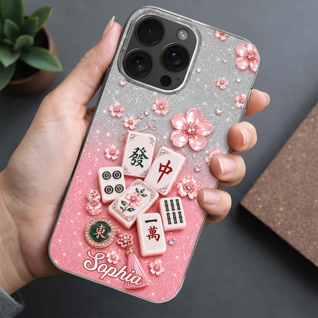 Personalized Clear Phone Case Cherry Blossoms Design Custom Name Gift for Her Clear Phone Case GradoCreations