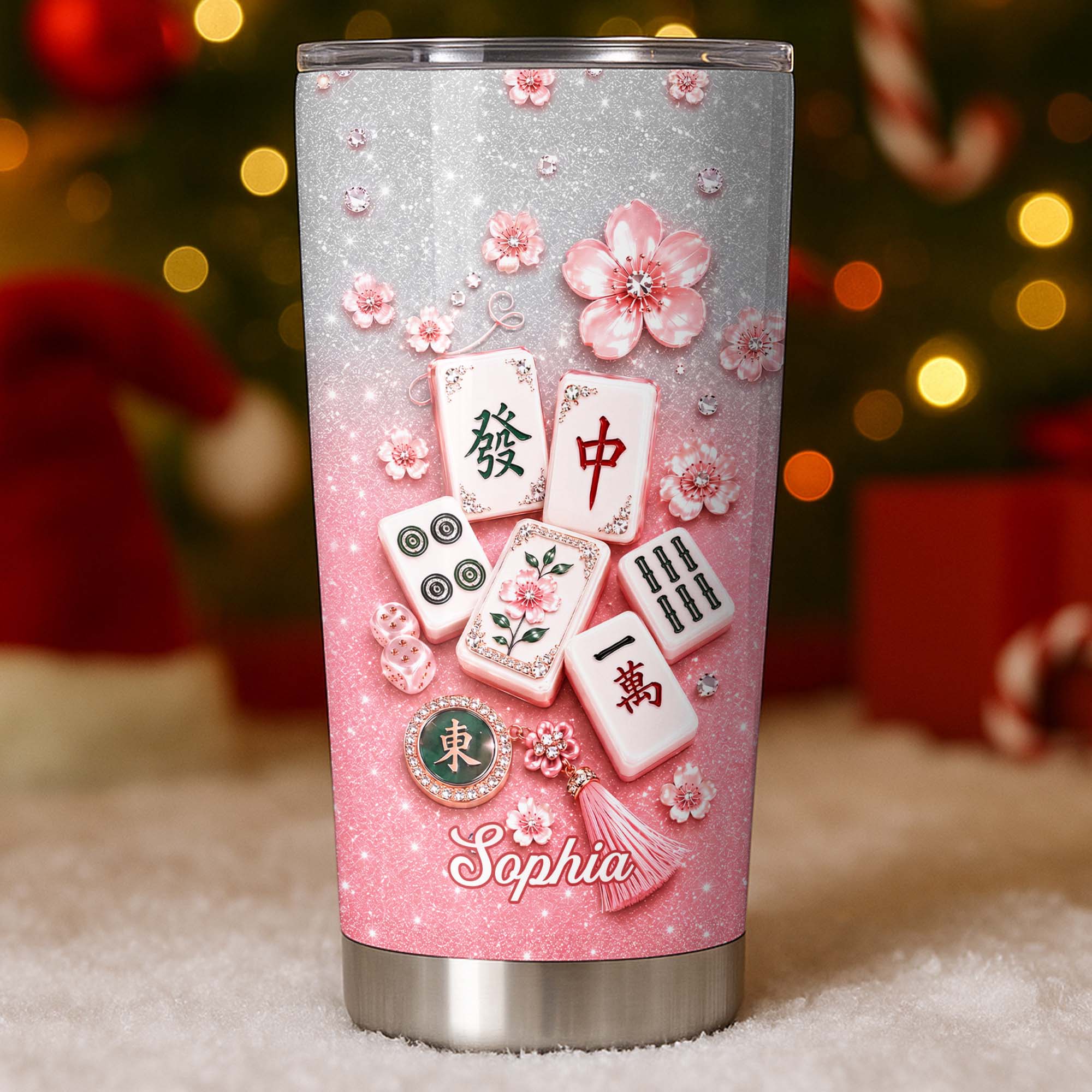 Personalized Mahjong Game Tumbler Custom Name 20oz Gift for Her