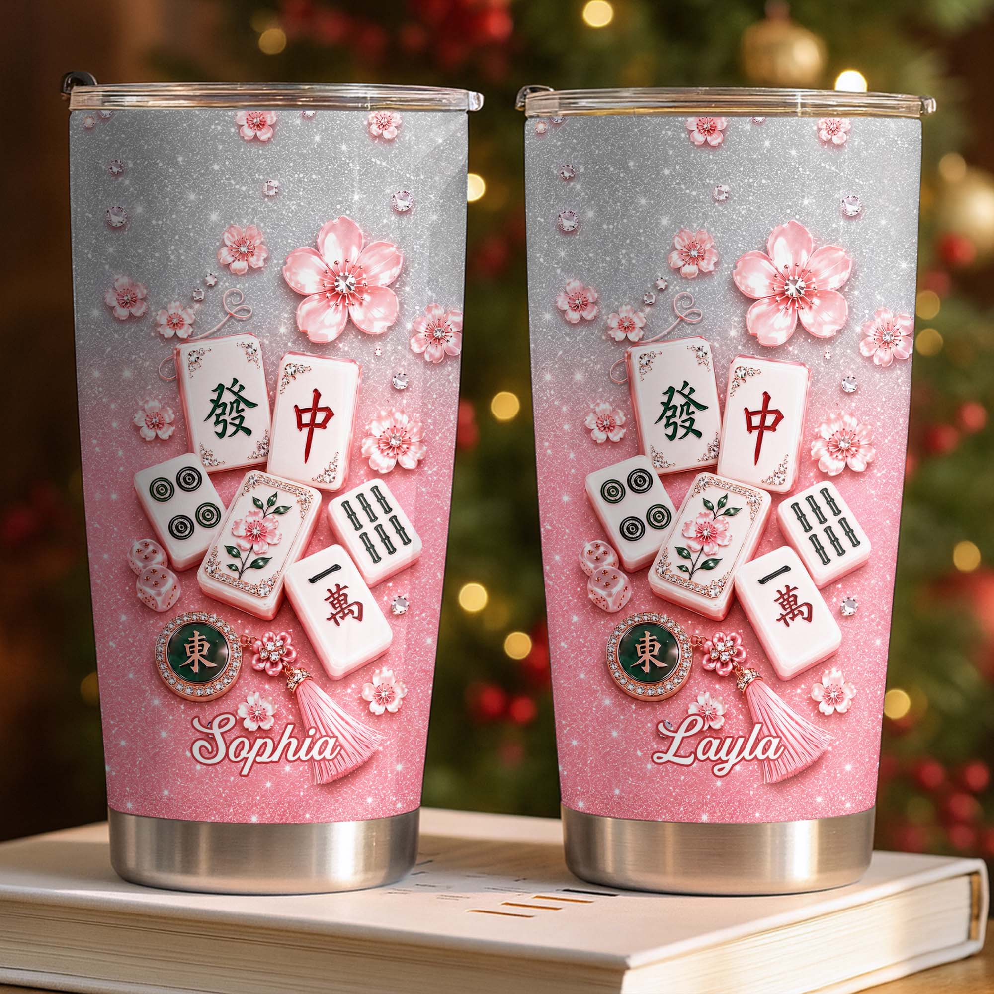 Personalized Mahjong Game Tumbler Custom Name 20oz Gift for Her