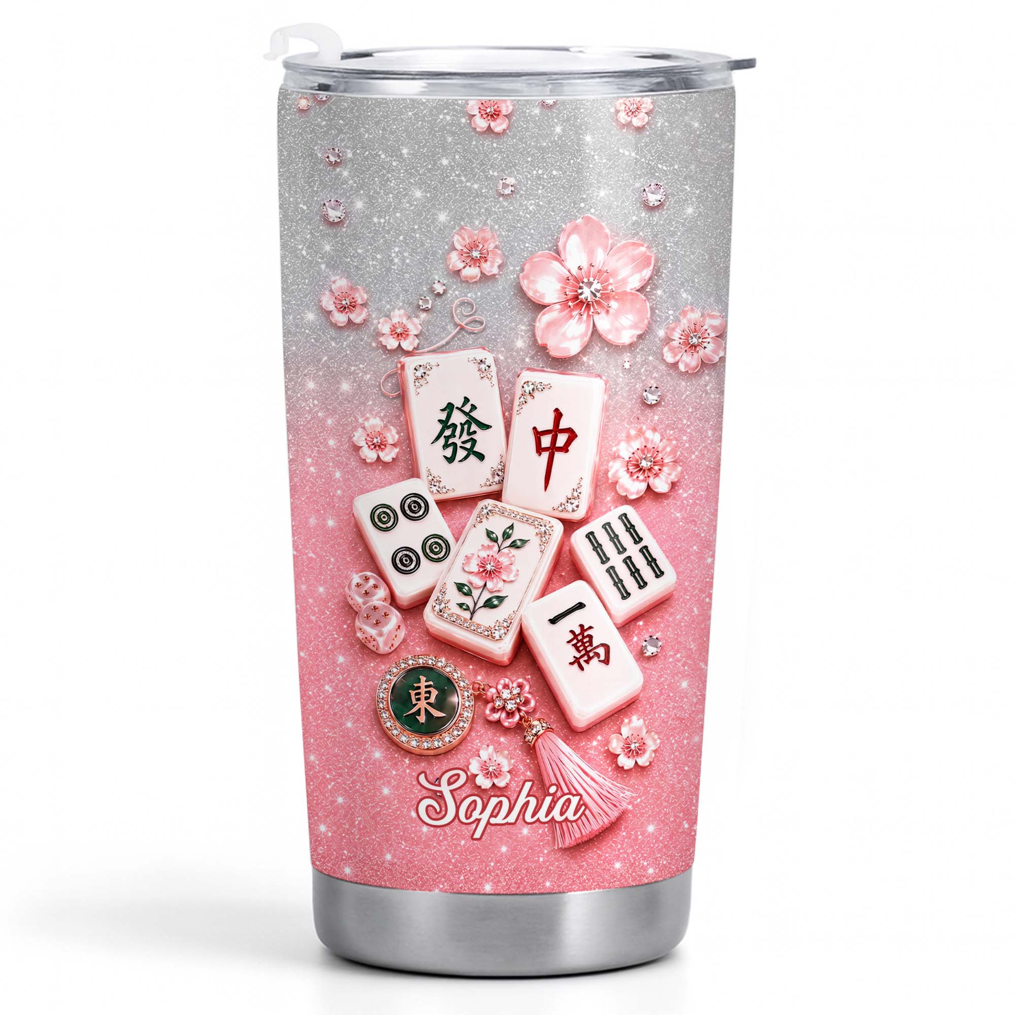 Personalized Mahjong Game Tumbler Custom Name 20oz Gift for Her