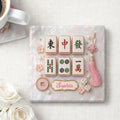 Personalized Mahjong Tiles Ceramic Coaster Custom Gift for Her Square Ceramic Coaster GradoCreations