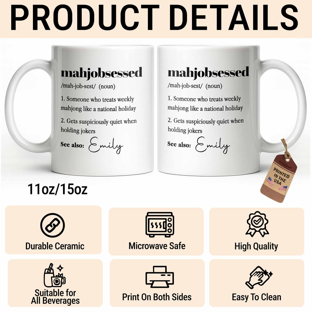 Personalized Mahjong Coffee Mug Custom Photo Gift for Her Edge-to-edge Mug GradoCreations
