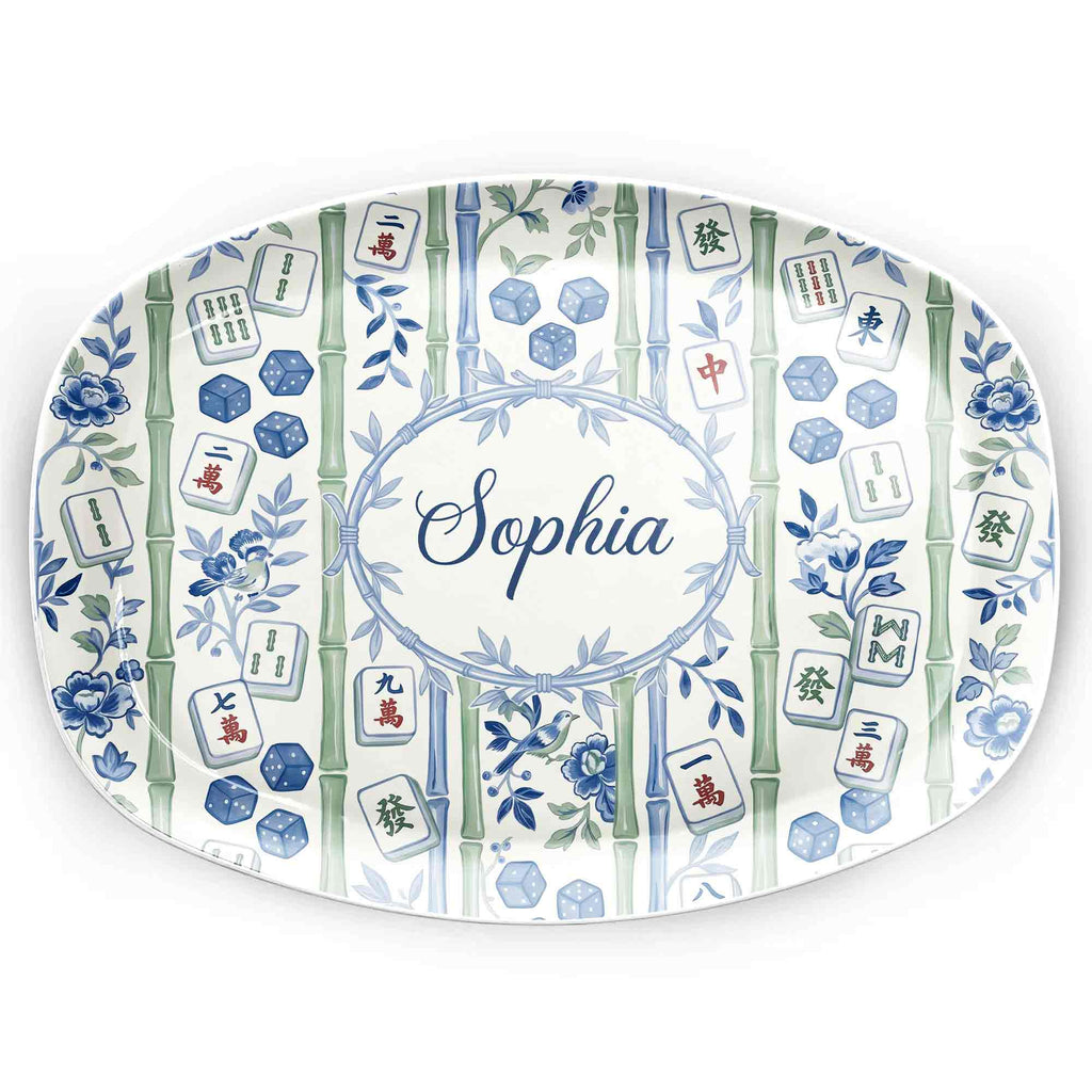 Personalized Floral Mahjong Plate Custom Name Gift for Mom Custom Plate GradoCreations
