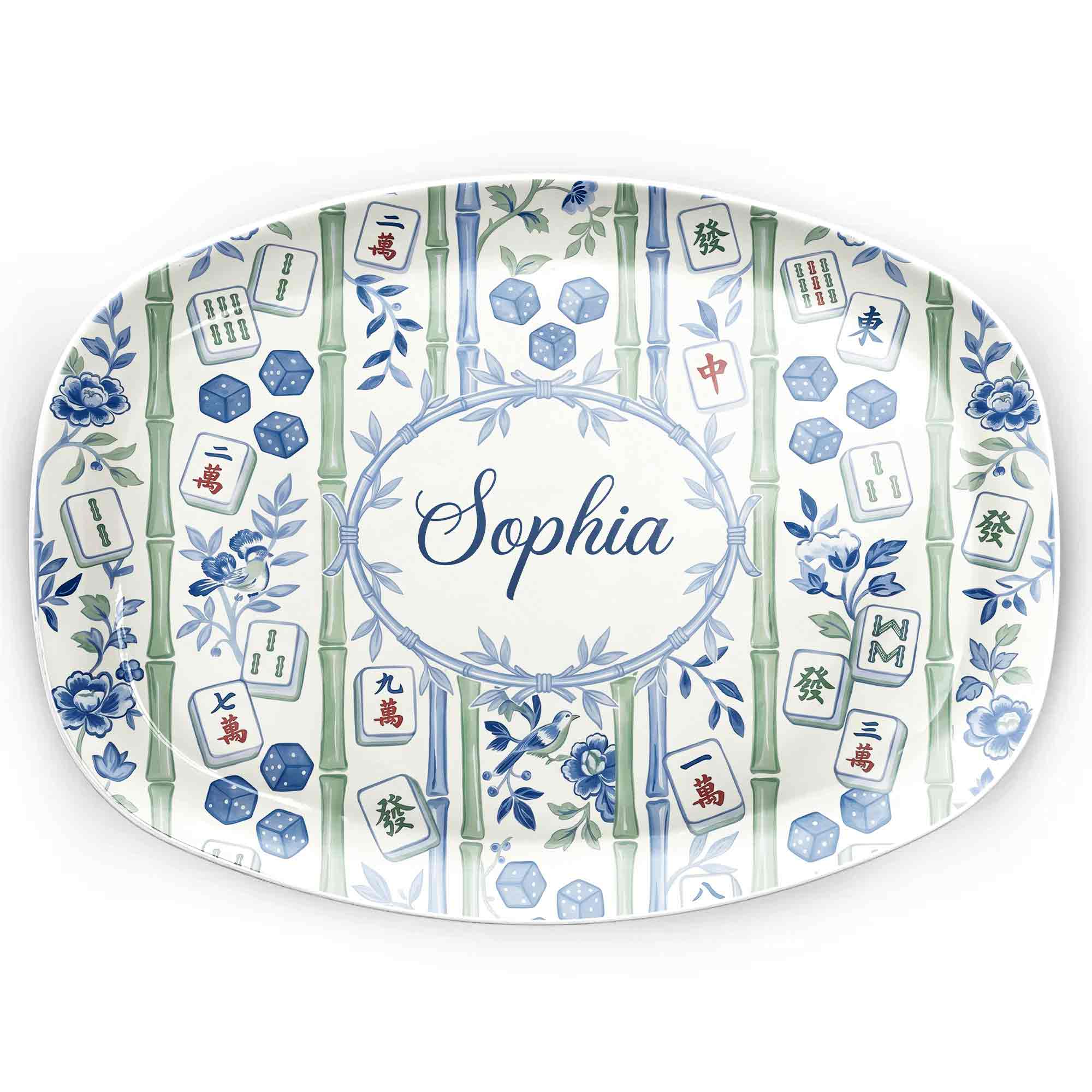 Personalized Floral Mahjong Plate Custom Name Gift for Mom Custom Plate GradoCreations