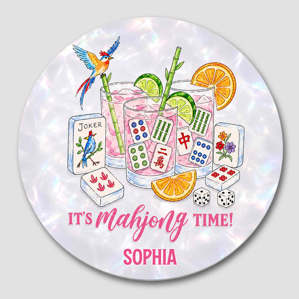 Personalized Mahjong Coaster Custom Name Gift for Bestie Ceramic Coaster GradoCreations