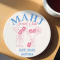 Personalized Mahjong Lover Ceramic Coaster Custom Name Gift Ceramic Coaster GradoCreations