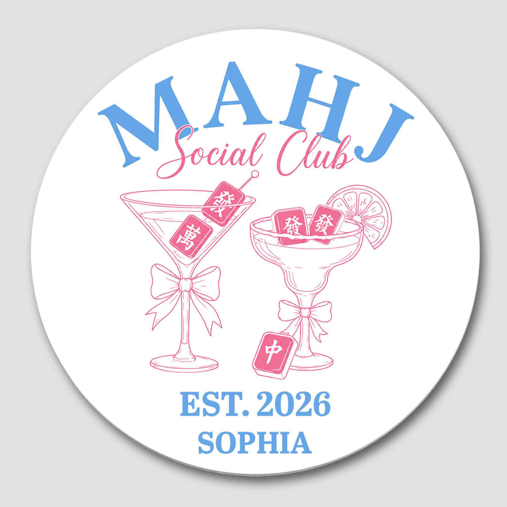 Personalized Mahjong Lover Ceramic Coaster Custom Name Gift Ceramic Coaster GradoCreations