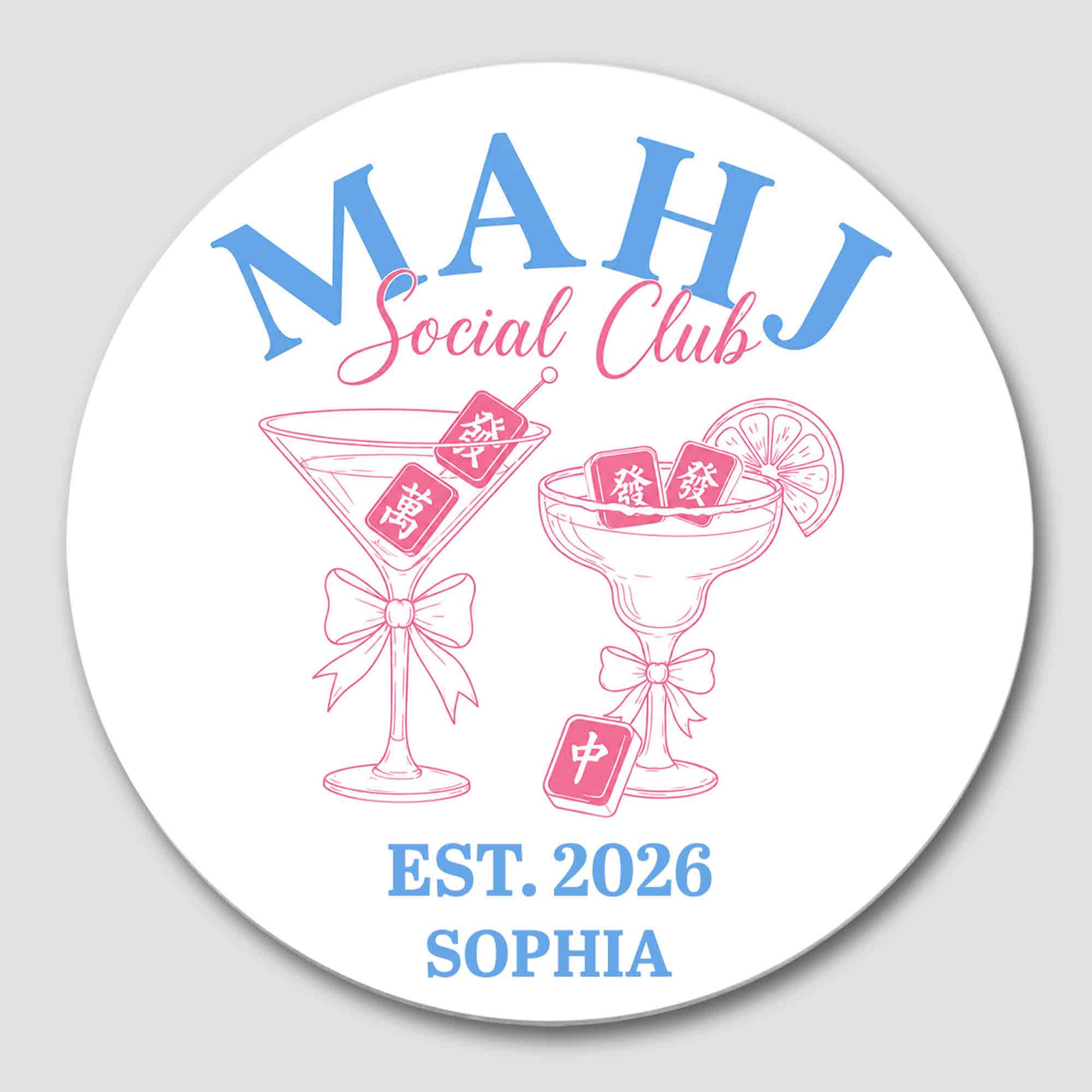 Personalized Mahjong Lover Ceramic Coaster Custom Name Gift Ceramic Coaster GradoCreations
