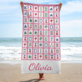 Personalized Mahjong Tiles Beach Towel Custom Name Gift Beach Towels GradoCreations
