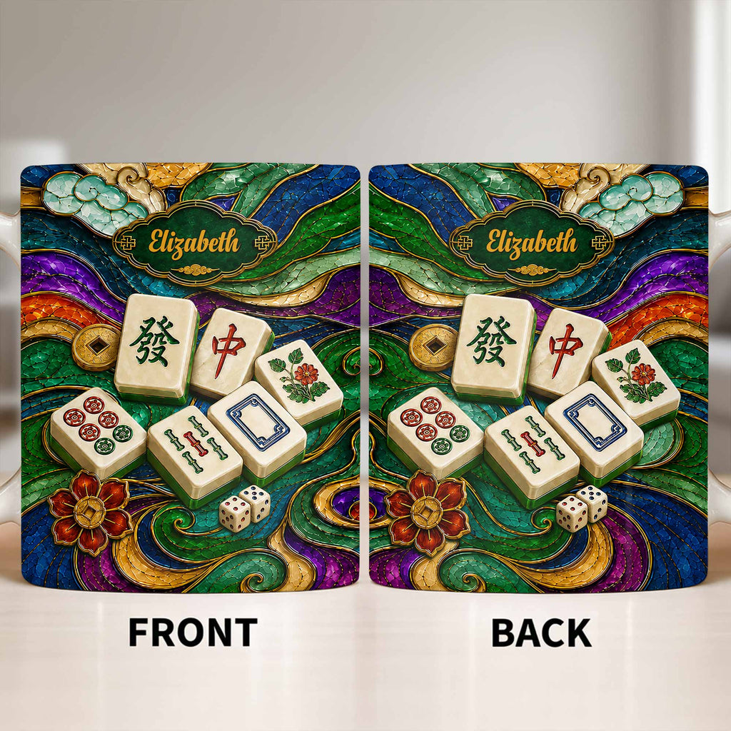 Personalized Mahjong Tiles Ceramic Mug Custom Name Gift Edge-to-edge Mug GradoCreations