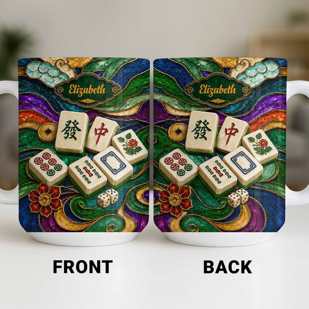 Personalized Mahjong Tiles Ceramic Mug Custom Name Gift Edge-to-edge Mug GradoCreations