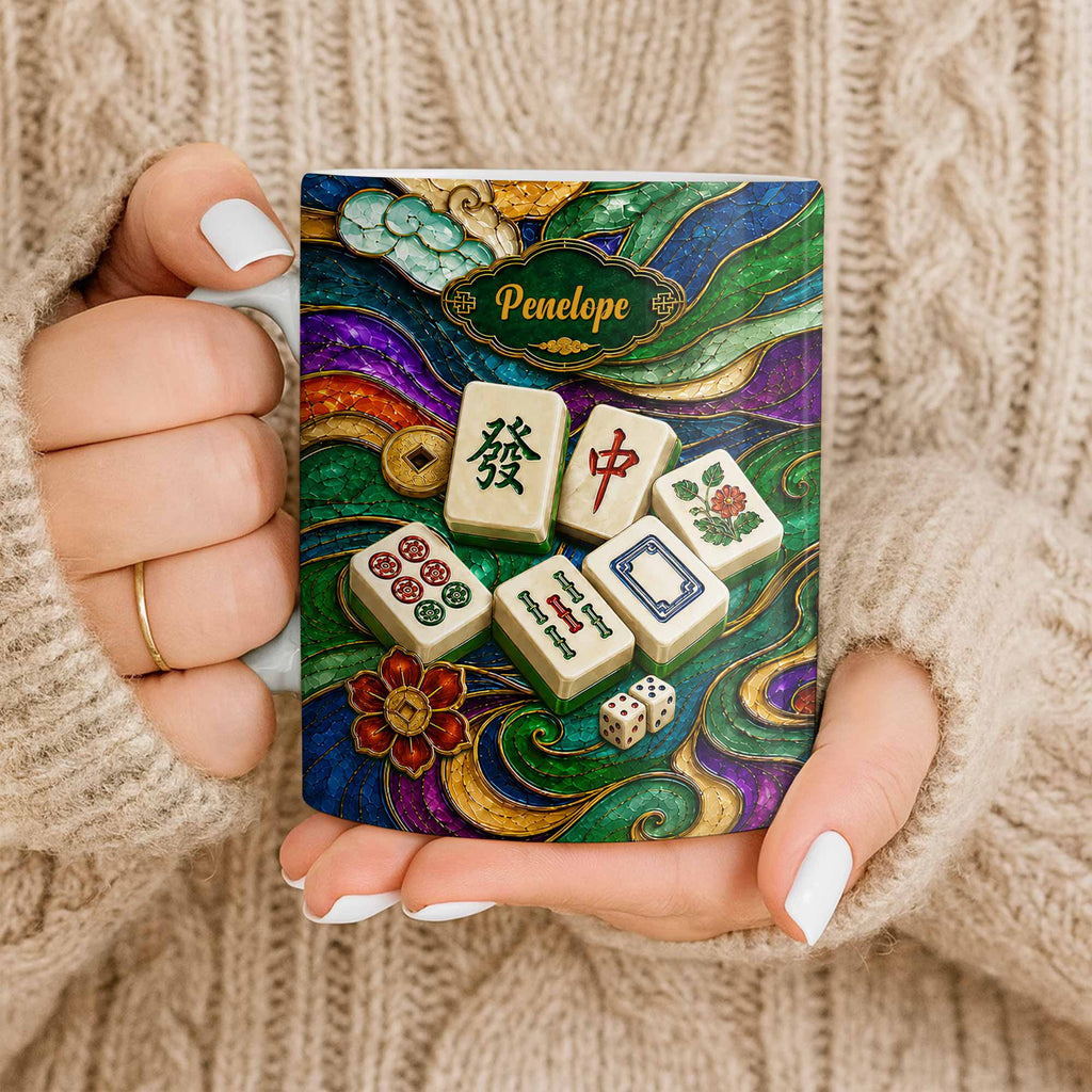 Personalized Mahjong Tiles Ceramic Mug Custom Name Gift Edge-to-edge Mug GradoCreations