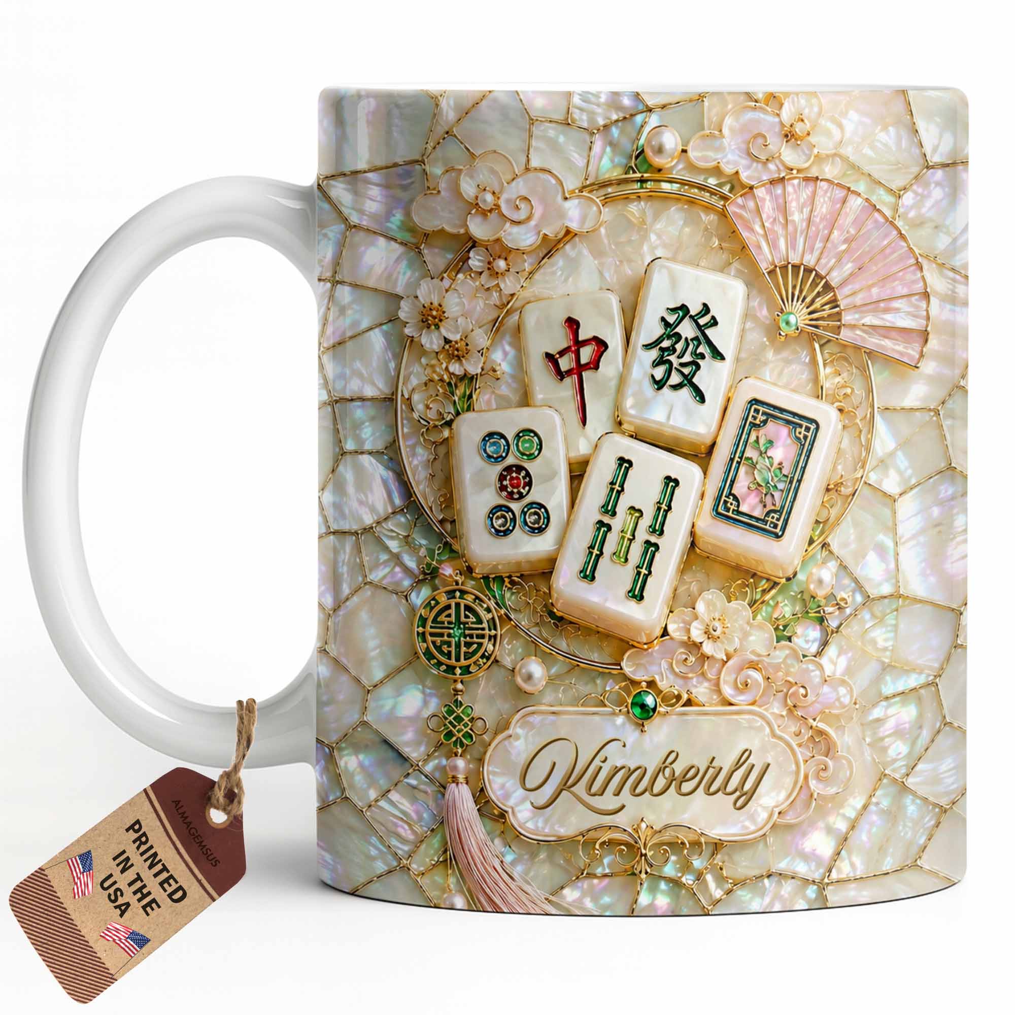 Personalized Mahjong Tile Coffee Mug Custom Gift for Mom Edge-to-edge Mug GradoCreations