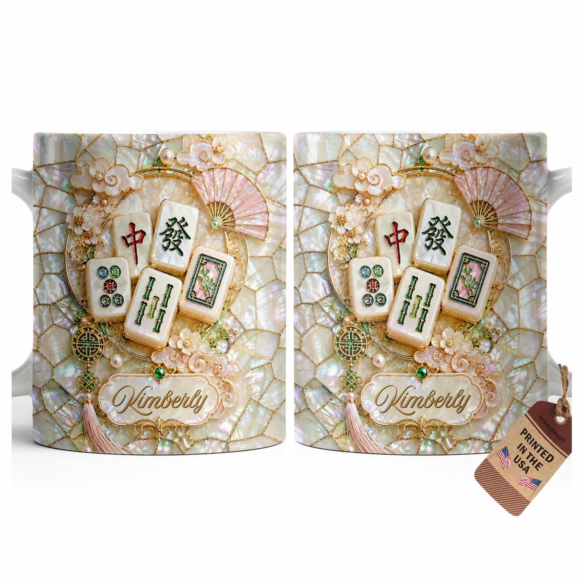 Personalized Mahjong Tile Coffee Mug Custom Gift for Mom Edge-to-edge Mug GradoCreations