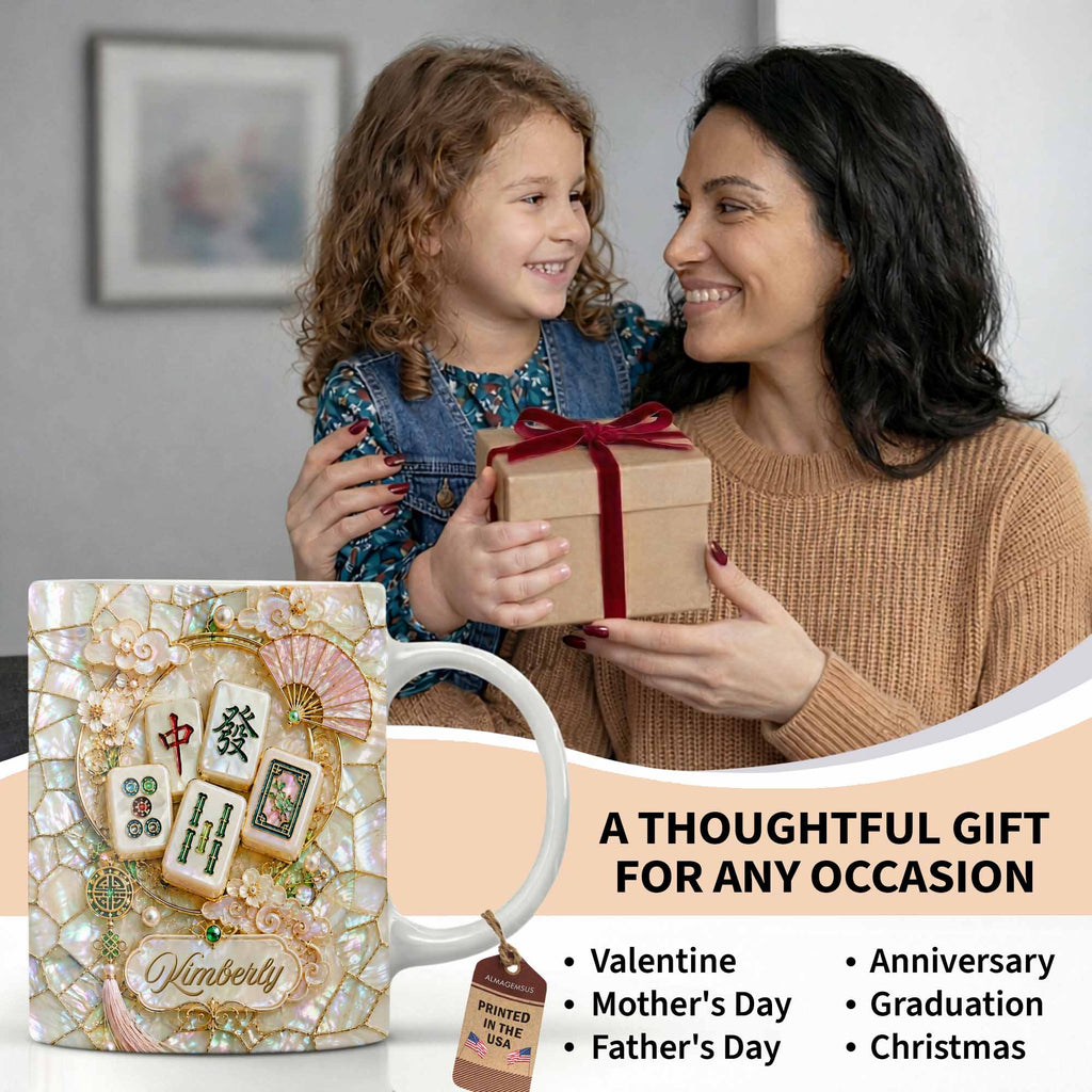 Personalized Mahjong Tile Coffee Mug Custom Gift for Mom Edge-to-edge Mug GradoCreations