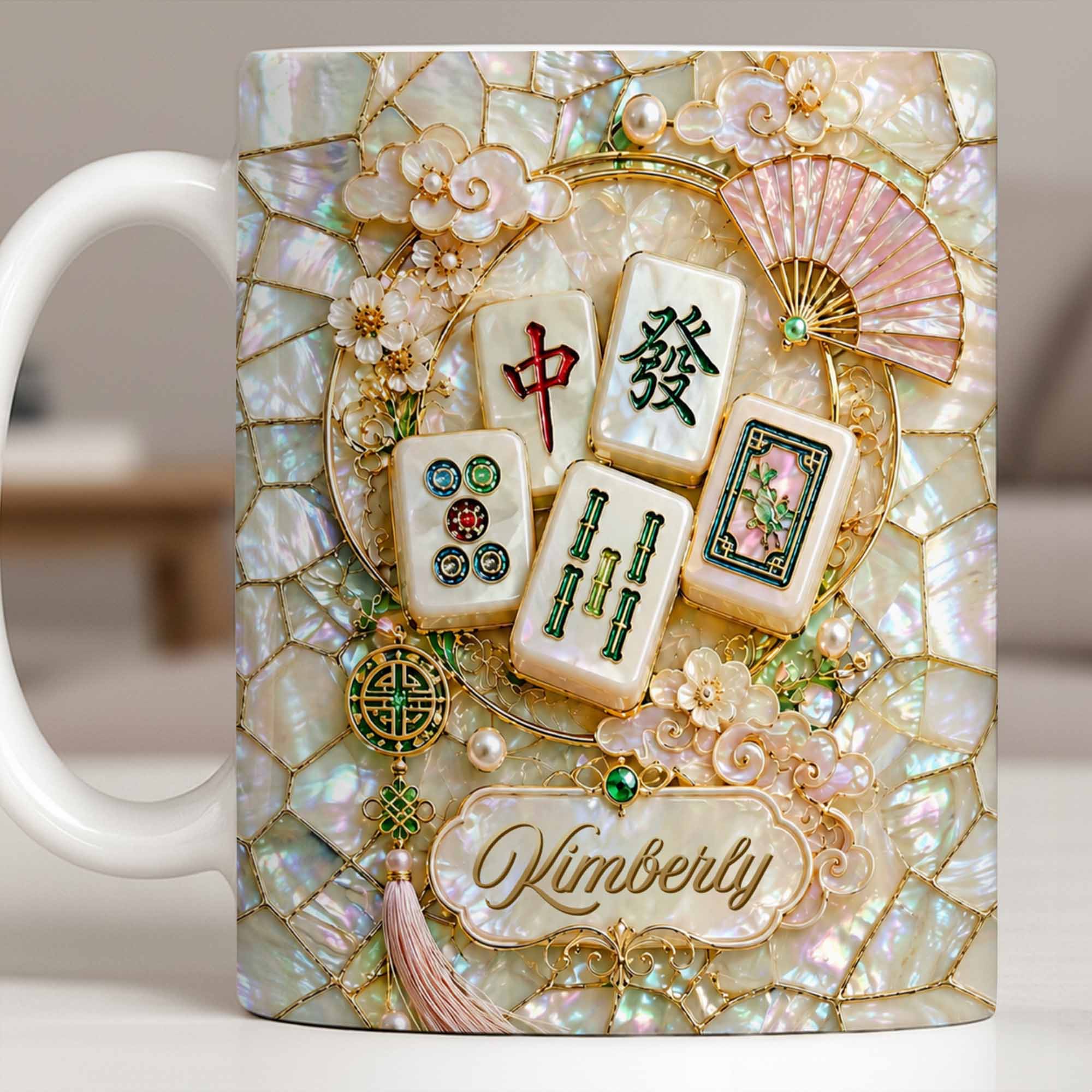 Personalized Mahjong Tile Coffee Mug Custom Gift for Mom Edge-to-edge Mug GradoCreations