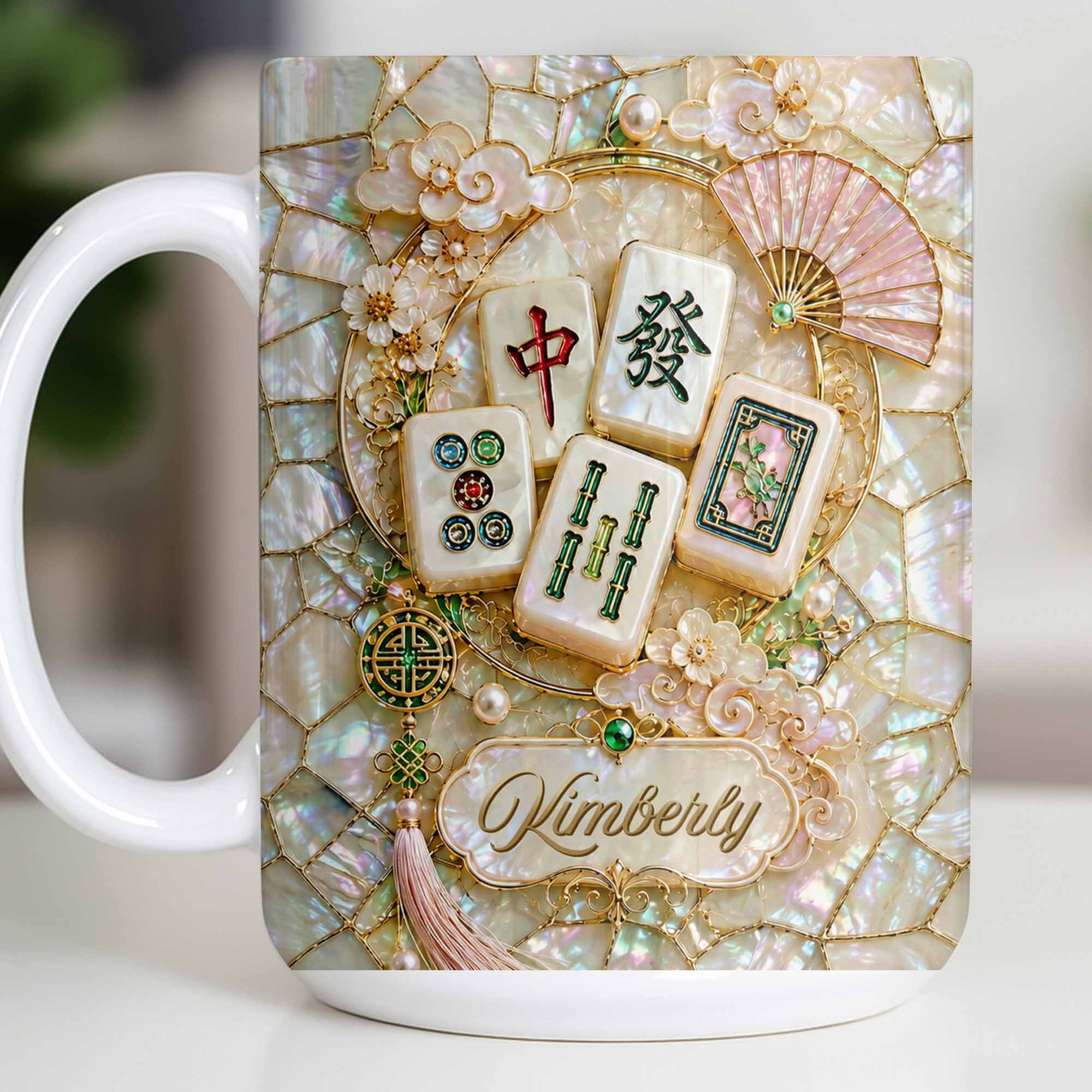 Personalized Mahjong Tile Coffee Mug Custom Gift for Mom Edge-to-edge Mug GradoCreations