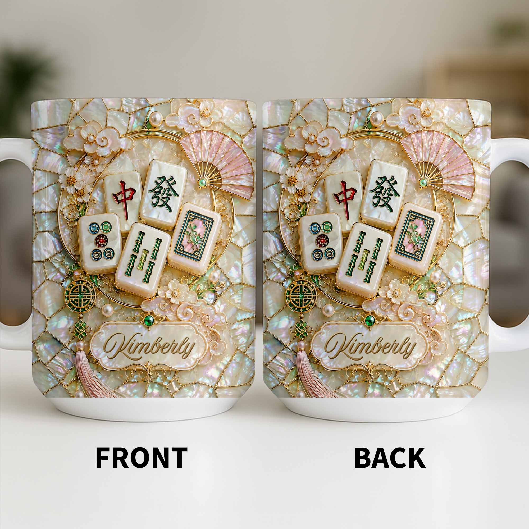 Personalized Mahjong Tile Coffee Mug Custom Gift for Mom Edge-to-edge Mug GradoCreations