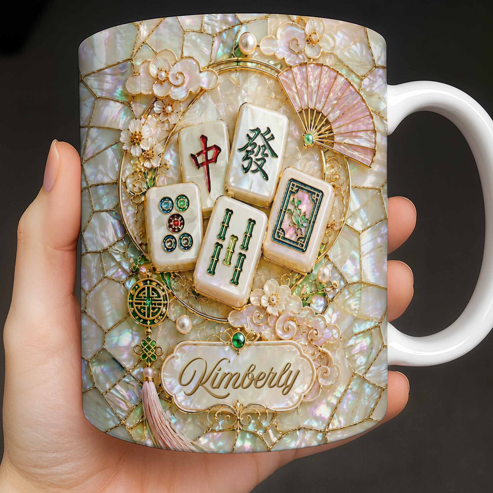 Personalized Mahjong Tile Coffee Mug Custom Gift for Mom Edge-to-edge Mug GradoCreations