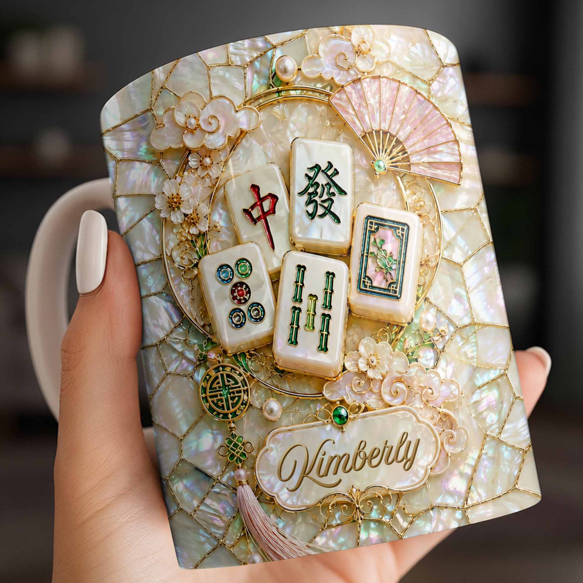 Personalized Mahjong Tile Coffee Mug Custom Gift for Mom Edge-to-edge Mug GradoCreations