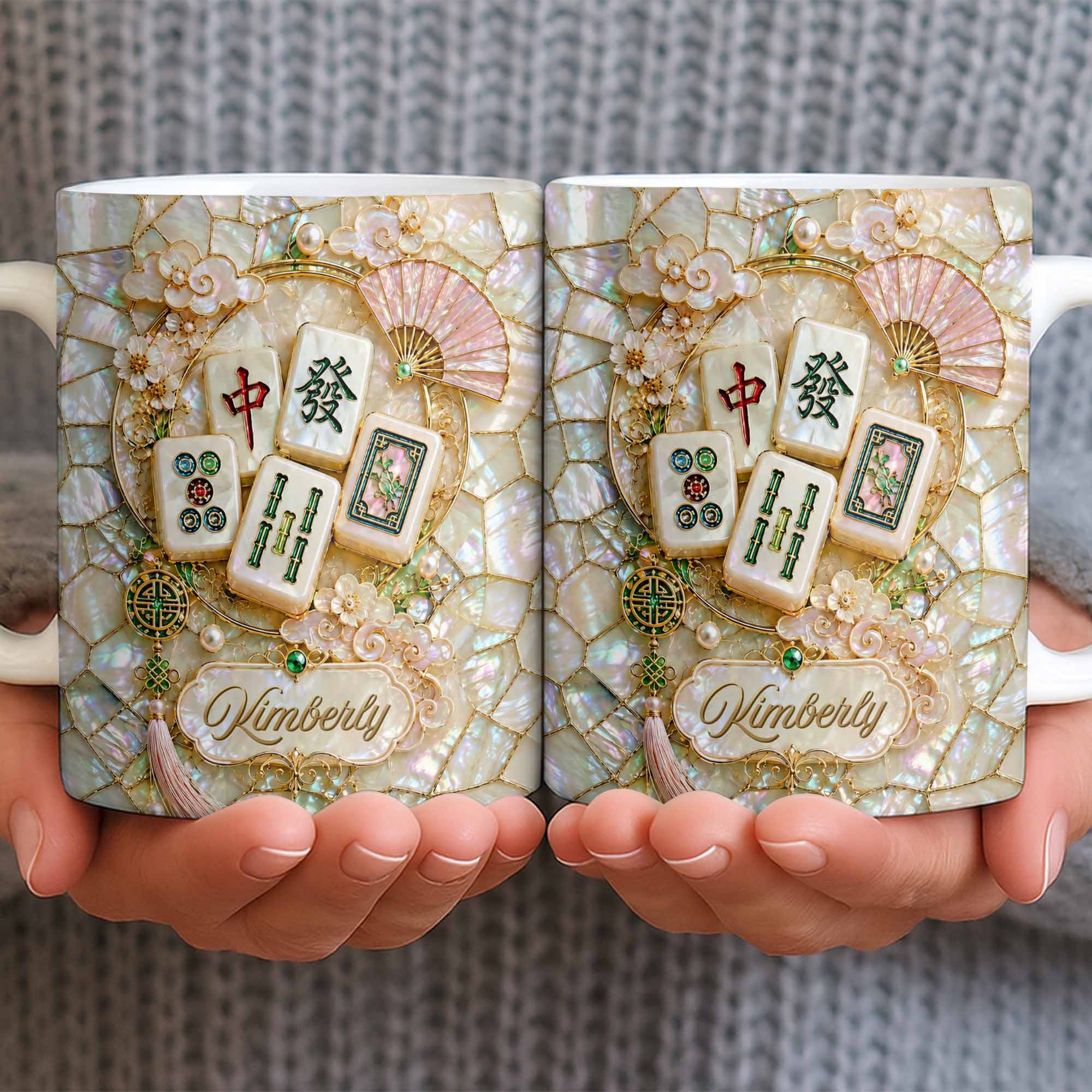 Personalized Mahjong Tile Coffee Mug Custom Gift for Mom Edge-to-edge Mug GradoCreations