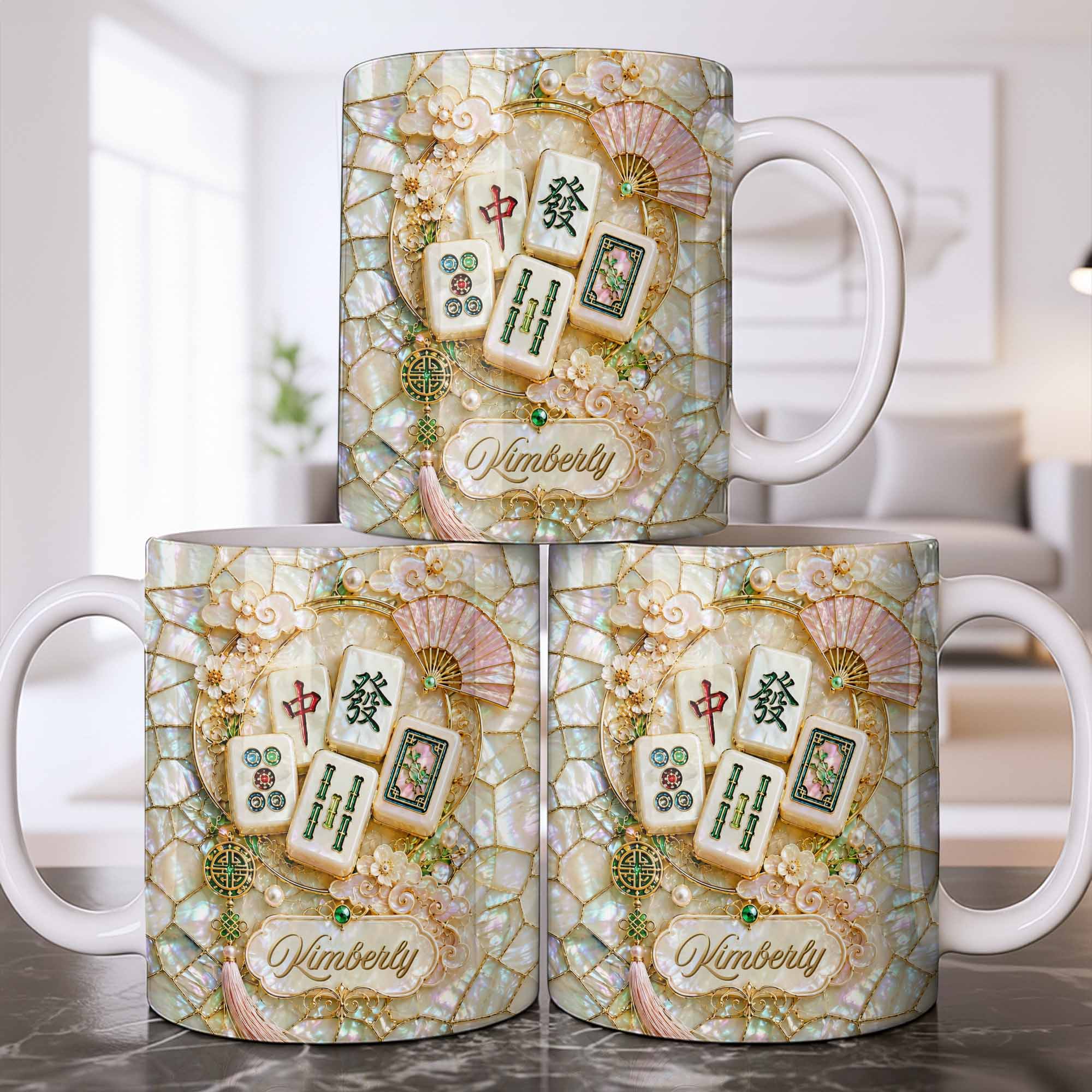 Personalized Mahjong Tile Coffee Mug Custom Gift for Mom Edge-to-edge Mug GradoCreations