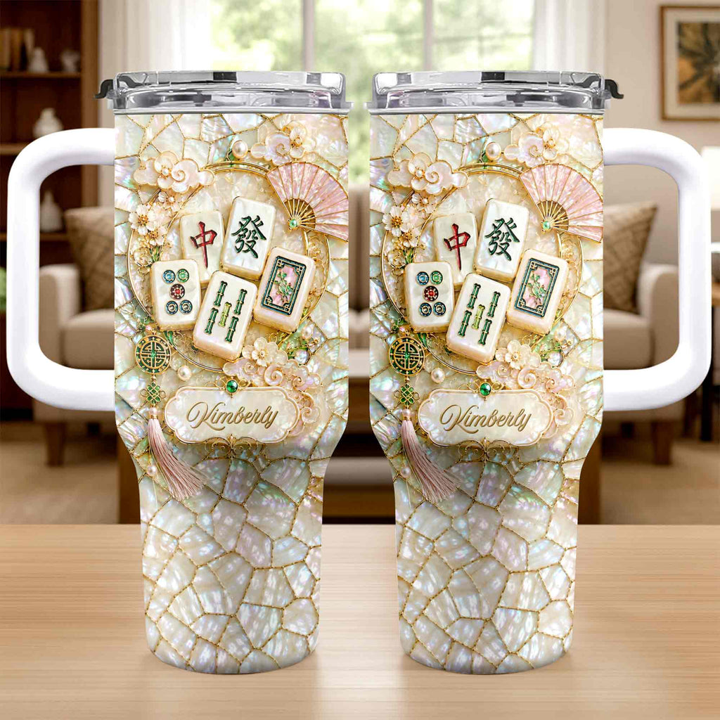 Personalized 40oz Stainless Steel Tumbler Mahjong Design Gift 40oz Tumbler GradoCreations