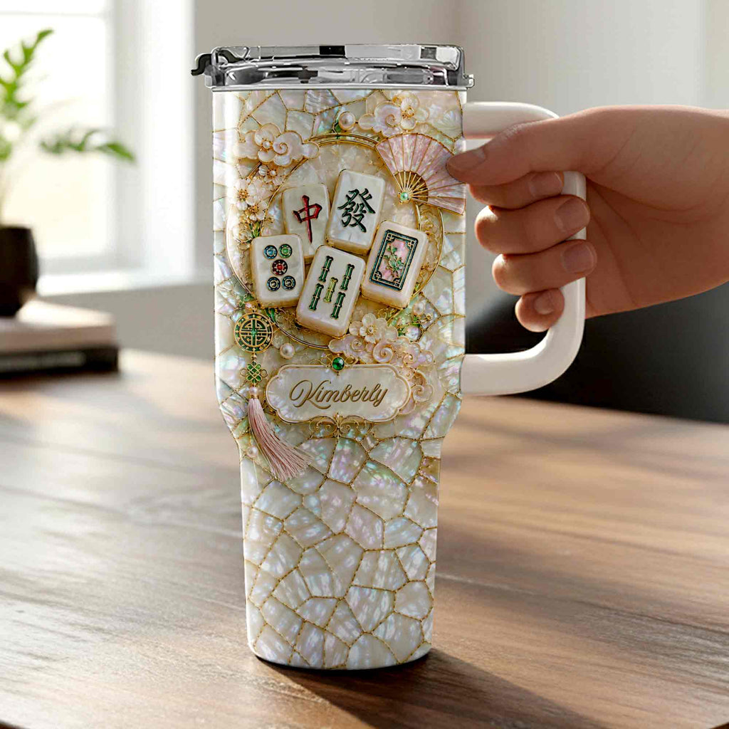 Personalized 40oz Stainless Steel Tumbler Mahjong Design Gift 40oz Tumbler GradoCreations