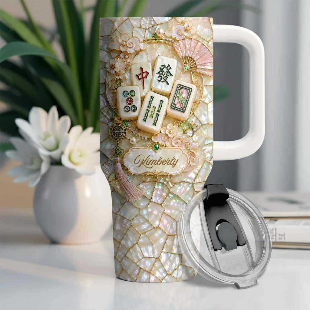 Personalized 40oz Stainless Steel Tumbler Mahjong Design Gift 40oz Tumbler GradoCreations