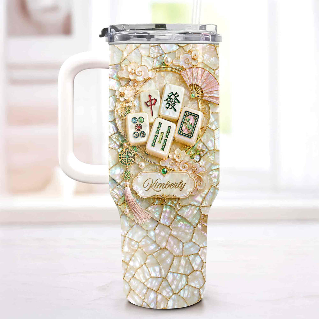 Personalized 40oz Stainless Steel Tumbler Mahjong Design Gift 40oz Tumbler GradoCreations