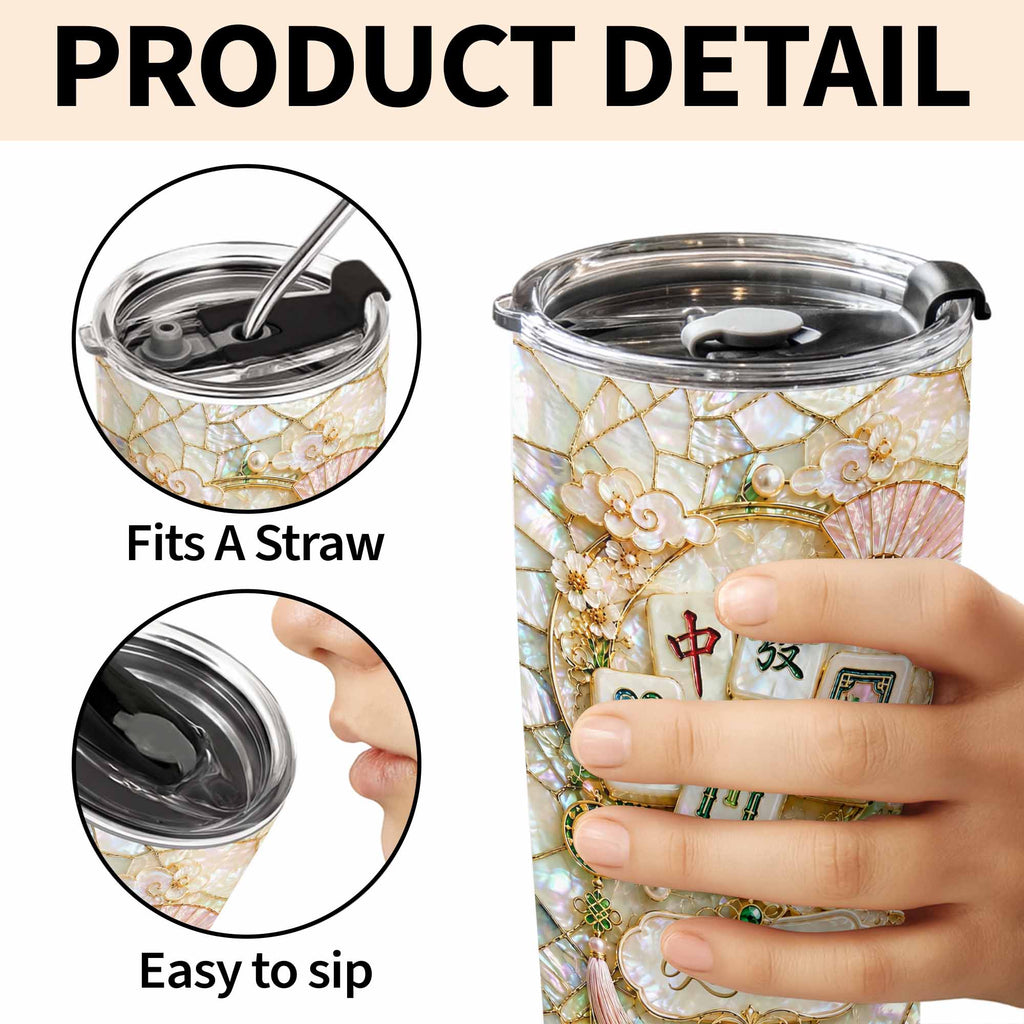 Personalized Floral Mahjong Tiles Custom Name Tumbler 20oz Gift