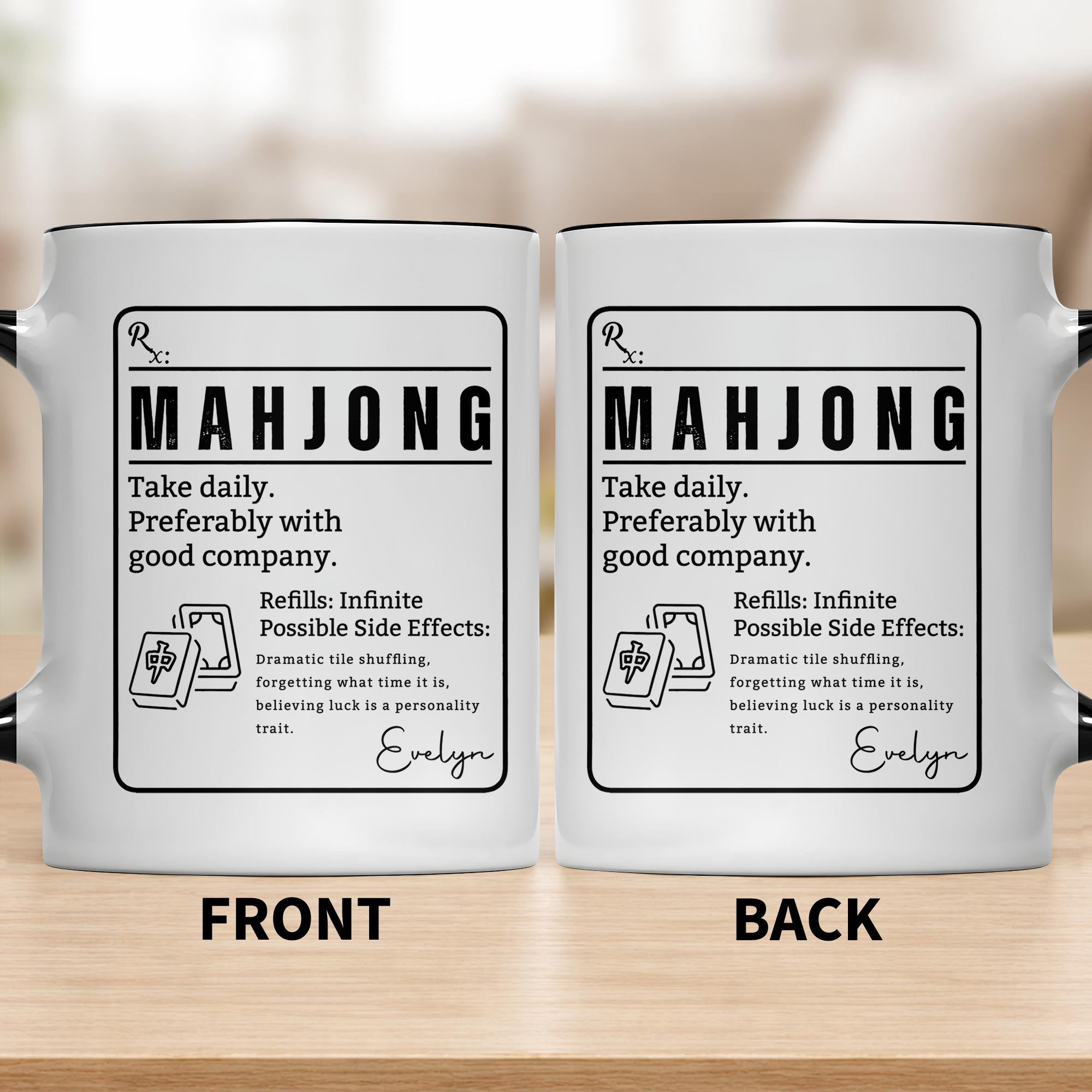 Personalized Mahjong Accent Mug Custom Gift for Friends Accent Mug GradoCreations