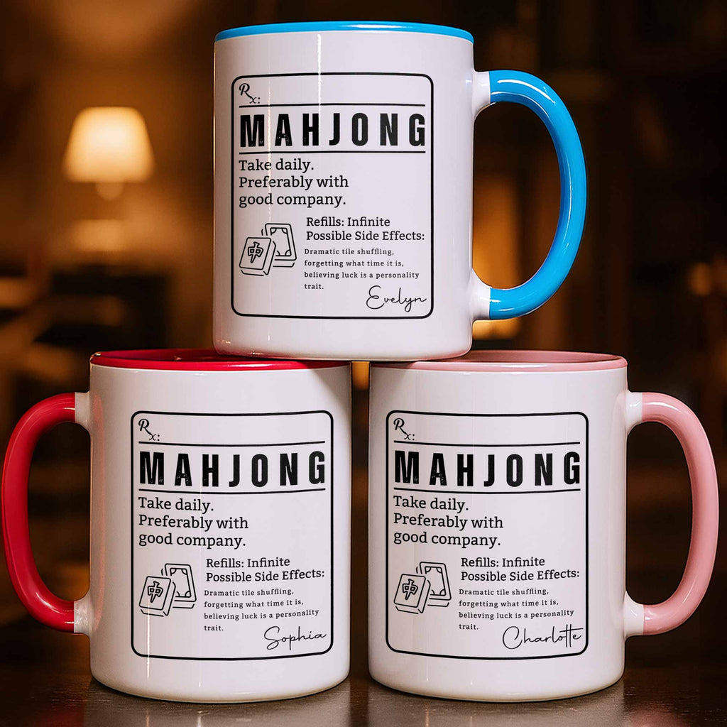 Personalized Mahjong Accent Mug Custom Gift for Friends Accent Mug GradoCreations