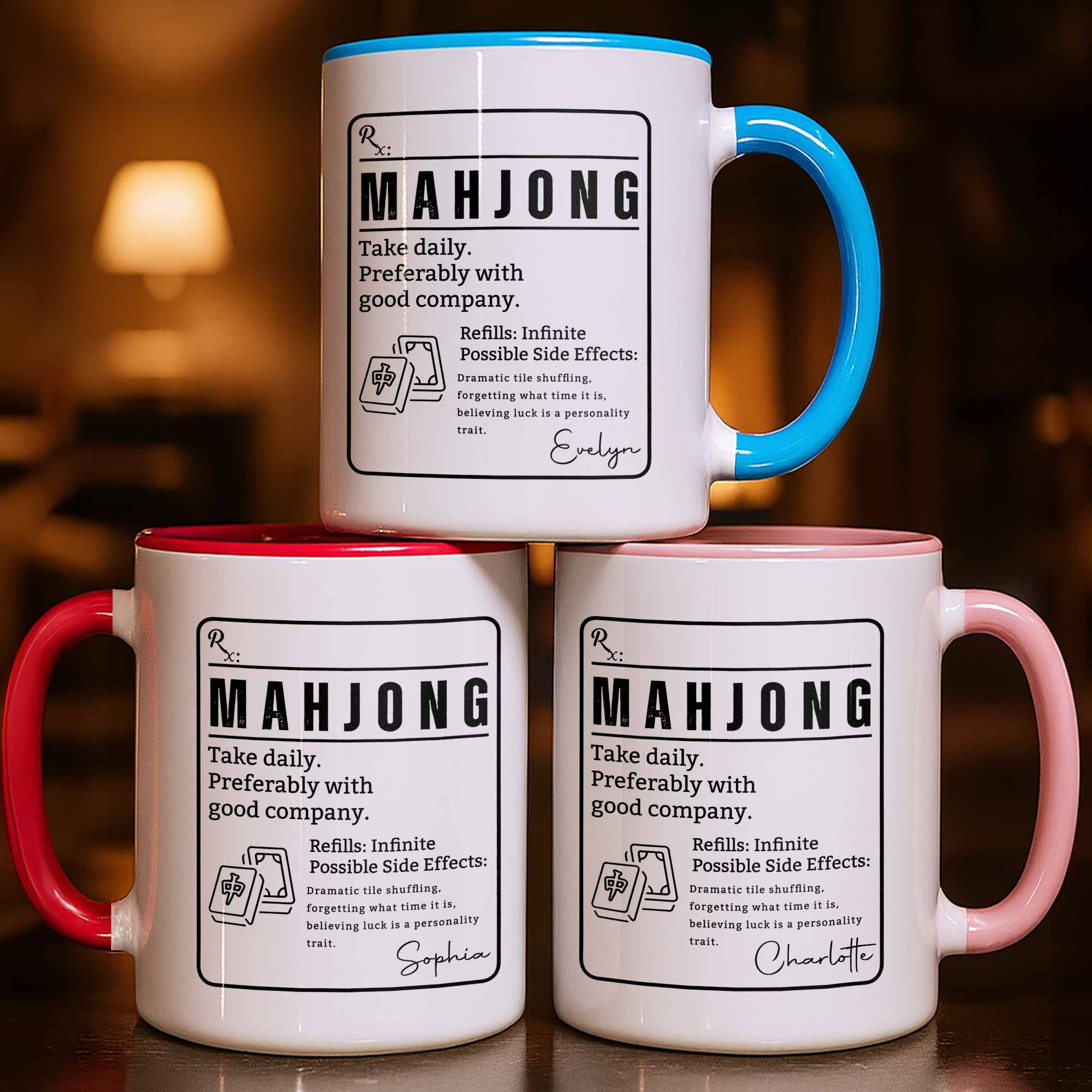 Personalized Mahjong Accent Mug Custom Gift for Friends Accent Mug GradoCreations