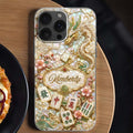 Personalized Clear Phone Case with Dragon & Mahjong Design for Mom