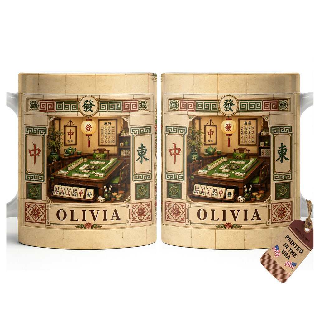 Personalized Mahjong 3D Effect Coffee Mug Custom Gift for Besties Edge-to-edge Mug GradoCreations