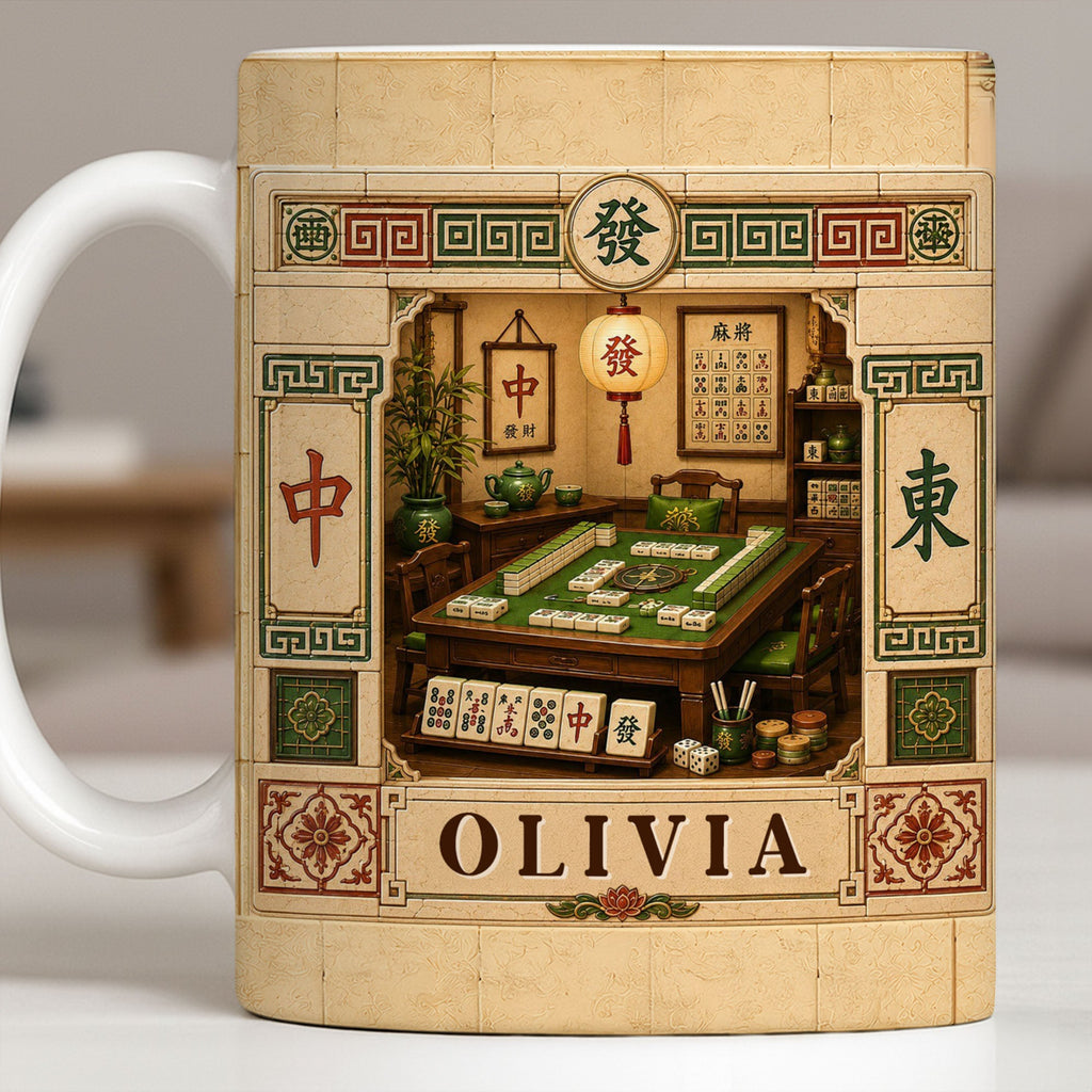 Personalized Mahjong 3D Effect Coffee Mug Custom Gift for Besties Edge-to-edge Mug GradoCreations