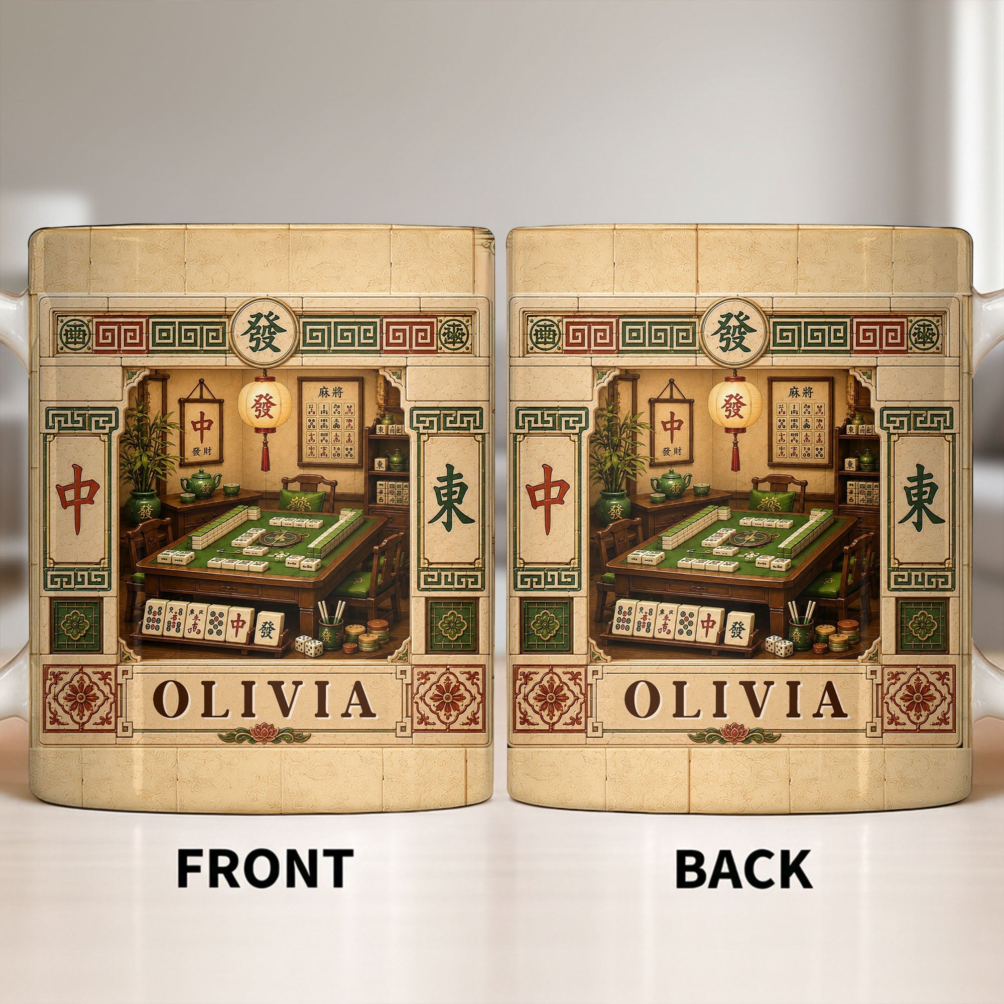 Personalized Mahjong 3D Effect Coffee Mug Custom Gift for Besties Edge-to-edge Mug GradoCreations