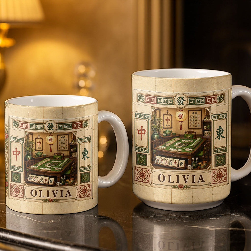 Personalized Mahjong 3D Effect Coffee Mug Custom Gift for Besties Edge-to-edge Mug GradoCreations