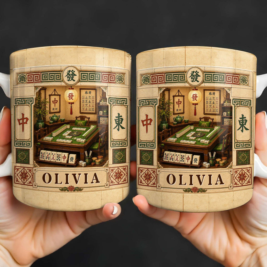 Personalized Mahjong 3D Effect Coffee Mug Custom Gift for Besties Edge-to-edge Mug GradoCreations