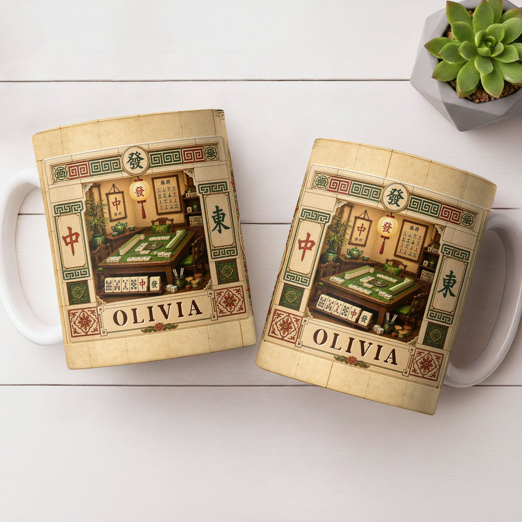Personalized Mahjong 3D Effect Coffee Mug Custom Gift for Besties Edge-to-edge Mug GradoCreations