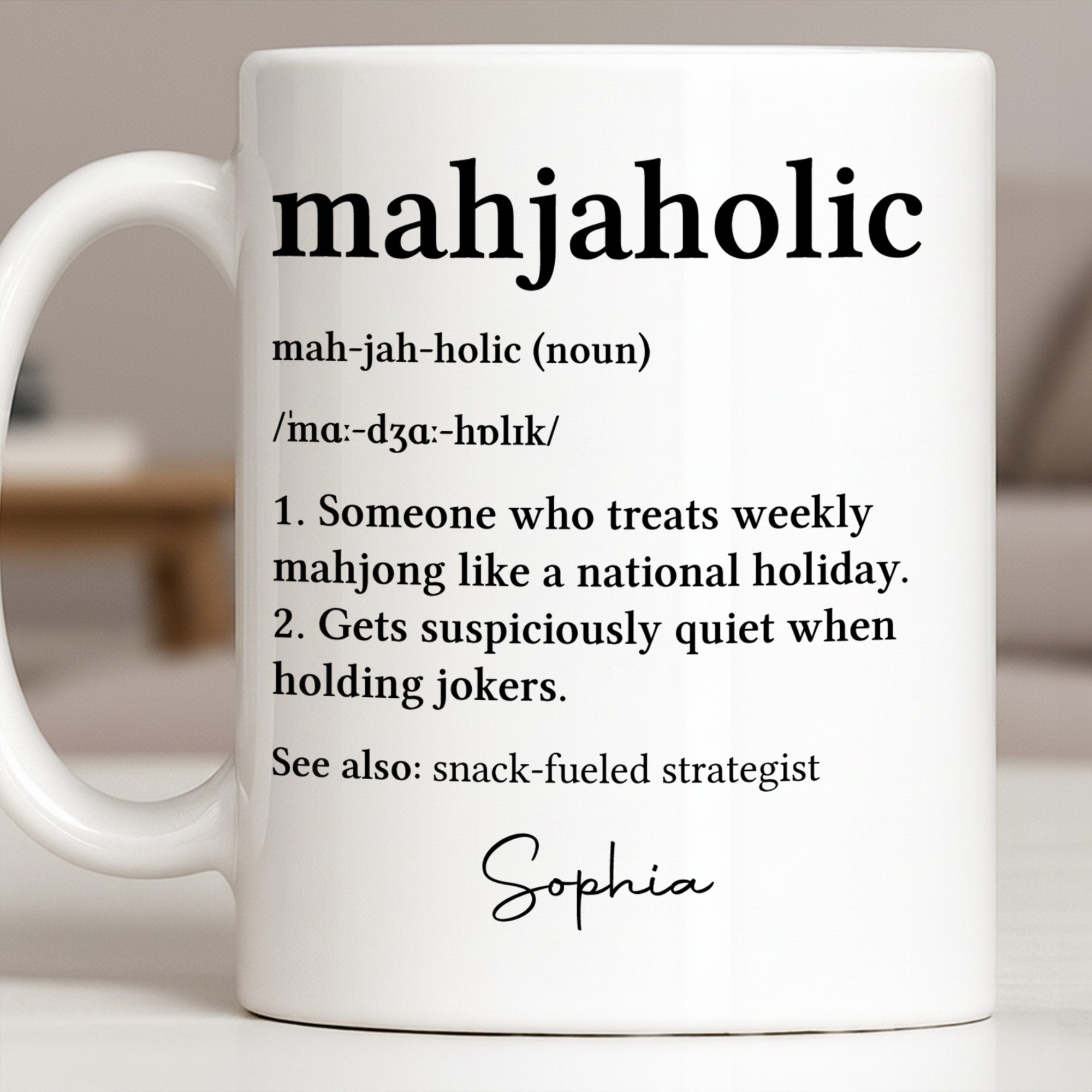 Personalized Mahjaholic Definition Coffee Mug Gift for Hobbyists Edge-to-edge Mug GradoCreations
