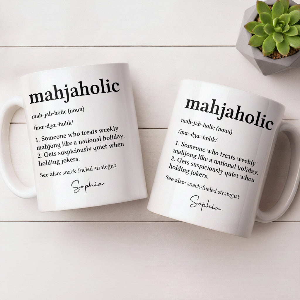 Personalized Mahjaholic Definition Coffee Mug Gift for Hobbyists Edge-to-edge Mug GradoCreations