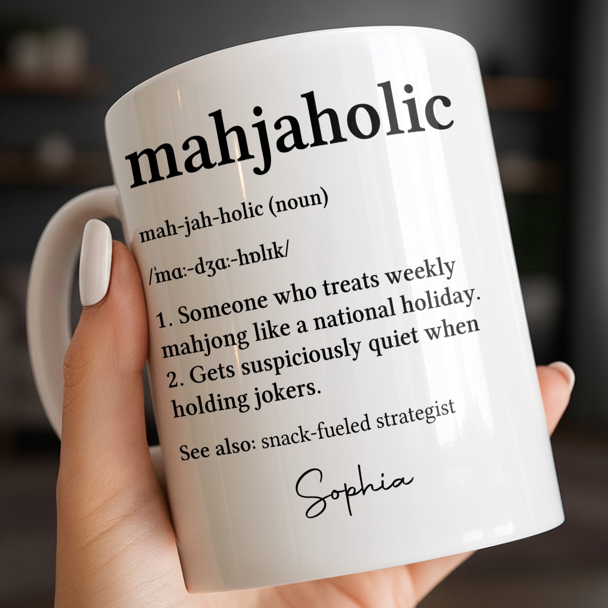 Personalized Mahjaholic Definition Coffee Mug Gift for Hobbyists Edge-to-edge Mug GradoCreations