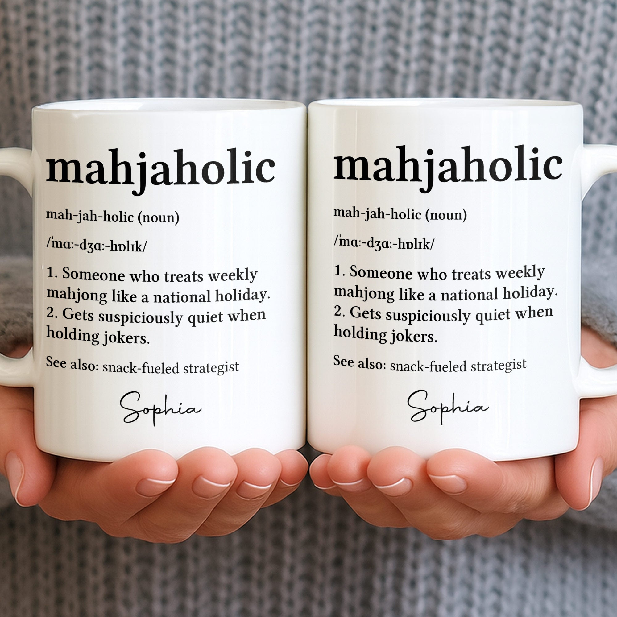 Personalized Mahjaholic Definition Coffee Mug Gift for Hobbyists Edge-to-edge Mug GradoCreations